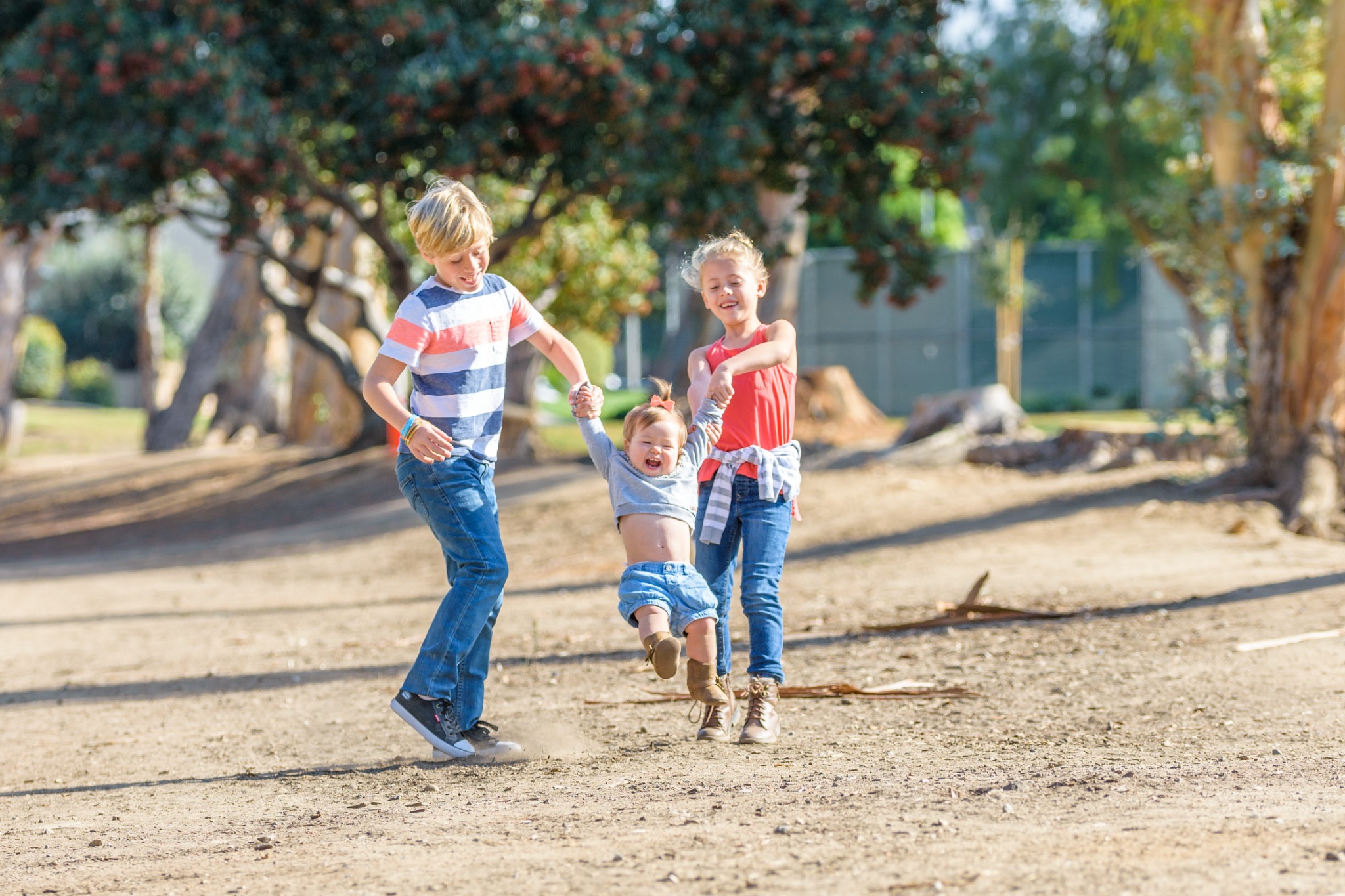 Children running together outdoors
